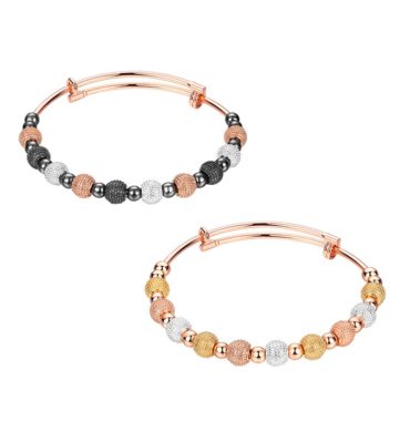 Rose gold plated bracelet has a unique design which allows it to be customized