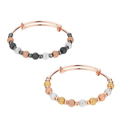 Rose gold plated bracelet has a unique design which allows it to be customized