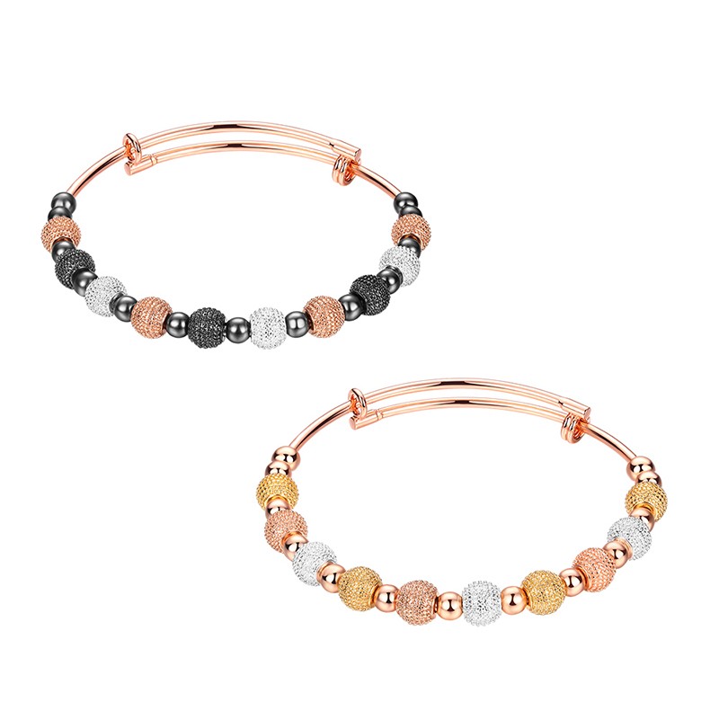 Rose gold plated bracelet has a unique design which allows it to be customized