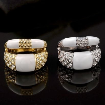 A luxurious three times plated ring inlaid with genuine austrian crystals