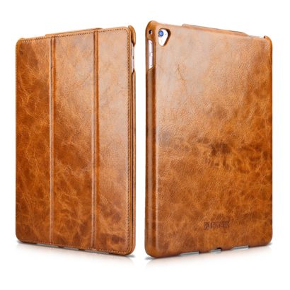 iPad Pro 9.7 inch Oil Wax Vintage Genuine Leather Folio iCarer Case