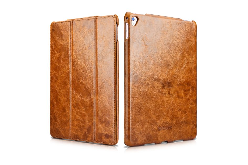 iPad Pro 9.7 inch Oil Wax Vintage Genuine Leather Folio iCarer Case