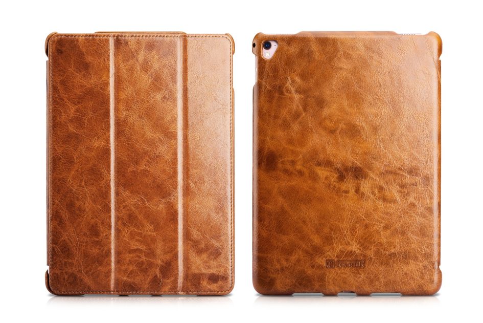 iPad Pro 9.7 inch Oil Wax Vintage Genuine Leather Folio iCarer Case