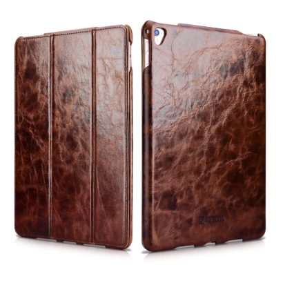 iPad Pro 9.7 inch Oil Wax Vintage Genuine Leather Folio iCarer Case