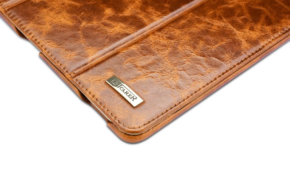 iPad Pro 12.9 inch Oil Wax Vintage Genuine Leather Folio iCarer Case