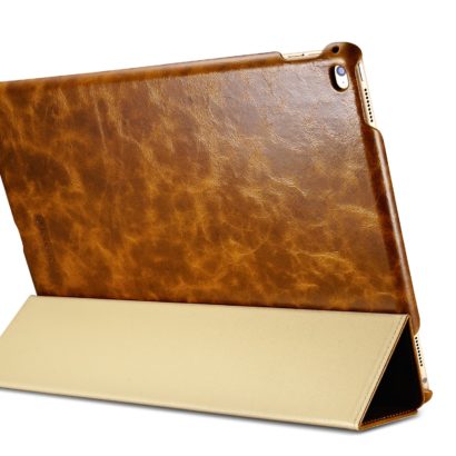 iPad Pro 12.9 inch Oil Wax Vintage Genuine Leather Folio iCarer Case