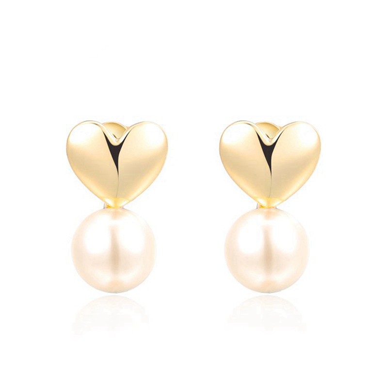 The connected heart and Pearl earring is three times gold plated