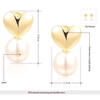 The connected heart and Pearl earring is three times gold plated