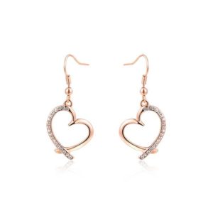The Heart earring, three times gold plated and inlaid with swiss crystals