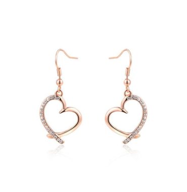 The Heart earring, three times gold plated and inlaid with swiss crystals