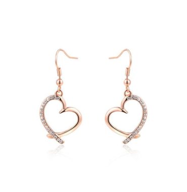 The Heart earring, three times gold plated and inlaid with swiss crystals