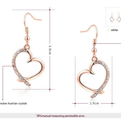 The Heart earring, three times gold plated and inlaid with swiss crystals