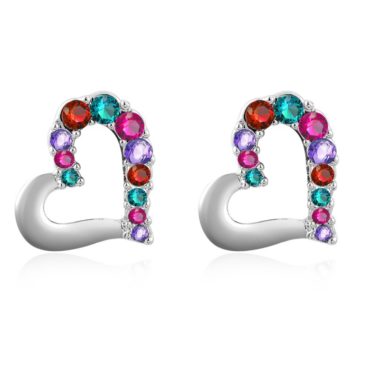 The heart earring is three times gold plated inlaid with colored crystals