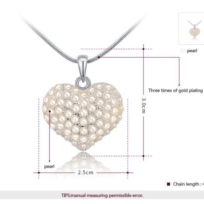 A luxurious Heart necklace, three times gold plated and inlaid with special pearls