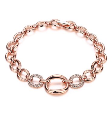 Chain bangle made from rose gold and inlaid with two diamonds