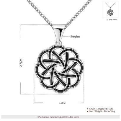 Special copper necklace with Guilloche design and silver plated