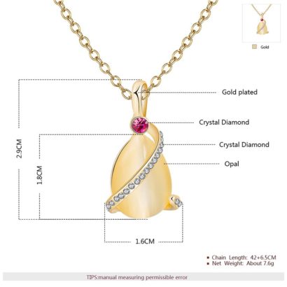 A special necklace plated with gold and inlaid with red crystal diamond, white crystal diamond and a big opal in the middle