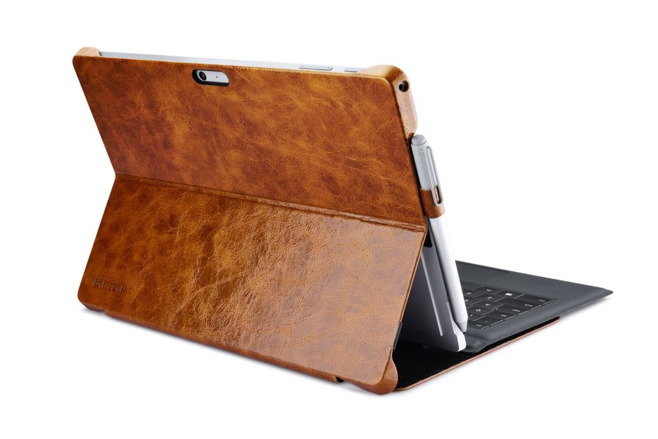 Surface Pro4 Oil Wax Vintage Genuine Leather Folio Case