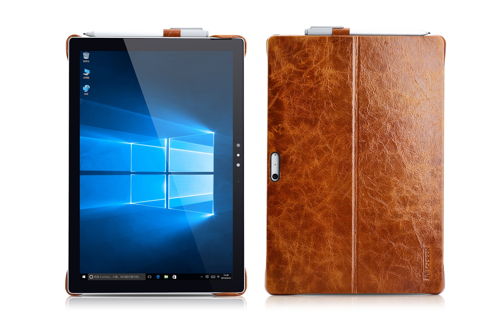 Surface Pro4 Oil Wax Vintage Genuine Leather Back Cover