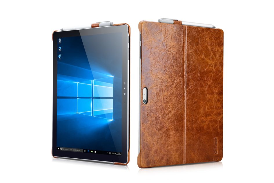 Surface Pro4 Oil Wax Vintage Genuine Leather Back Cover