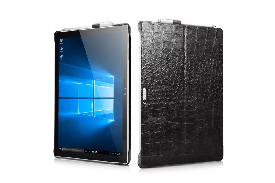 Surface Pro4 Embossed Crocodile Genuine Leather Back Cover