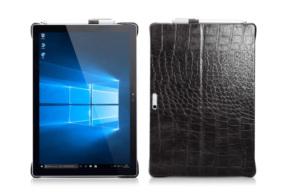 Surface Pro4 Embossed Crocodile Genuine Leather Back Cover