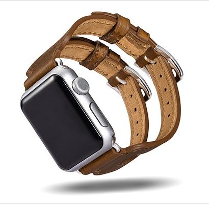 Classic Series Double Buckle Cuff Genuine Leather Apple Watchband for 38mm/42mm