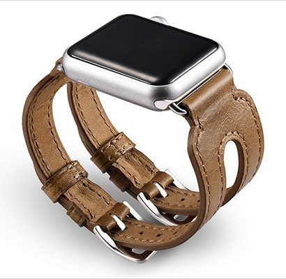 Classic Series Double Buckle Cuff Genuine Leather Apple Watchband for 38mm/42mm