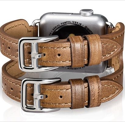 Classic Series Double Buckle Cuff Genuine Leather Apple Watchband for 38mm/42mm