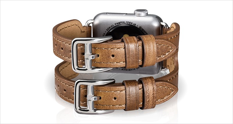 Classic Series Double Buckle Cuff Genuine Leather Apple Watchband for 38mm/42mm