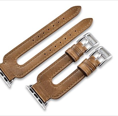 Classic Series Double Buckle Cuff Genuine Leather Apple Watchband for 38mm/42mm