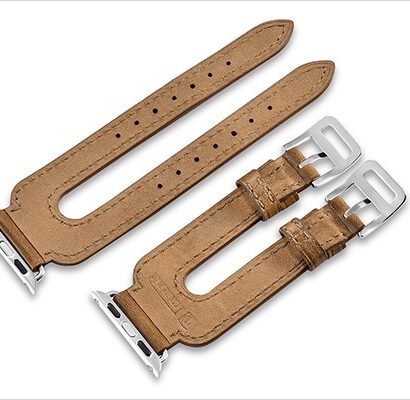 Classic Series Double Buckle Cuff Genuine Leather Apple Watchband for 38mm/42mm