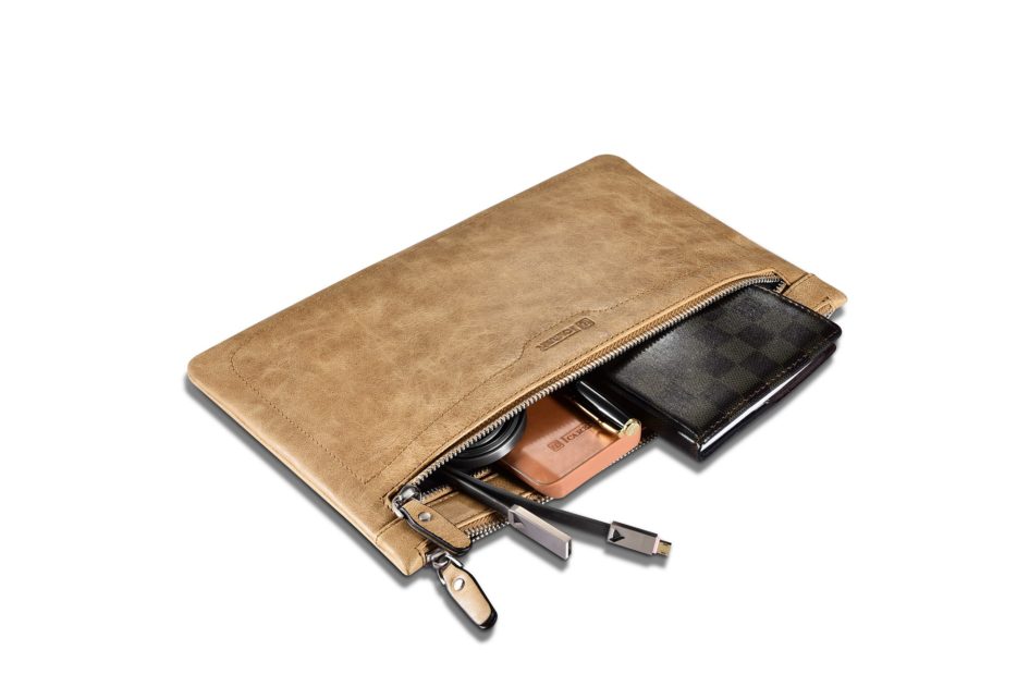 Shenzhou Real leather Latop Zipper Sleeve for Small Size for iPad Mini/Mini 4