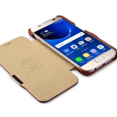 Samsung Galaxy S7 Vintage Series Side Open Genuine Leather Case