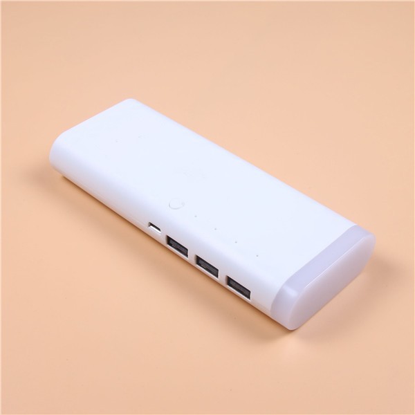 Power Bank 20000 mAh 3 USB with Torch Light, multi-colors Plastic oval cover of multiple colors