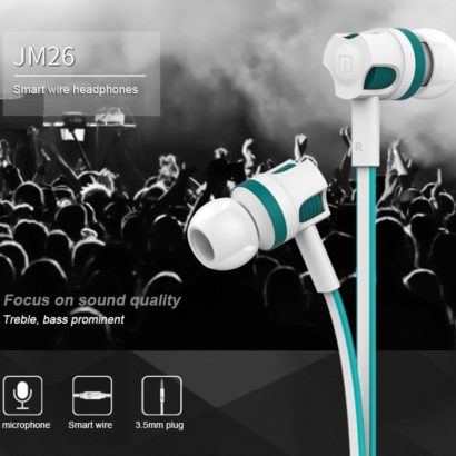 Langston JM26 3.5mm In-ear Flat Wire Headphone Earphone With Mic for iPhone Smartphone Stereo Headset Best Quality With MIC