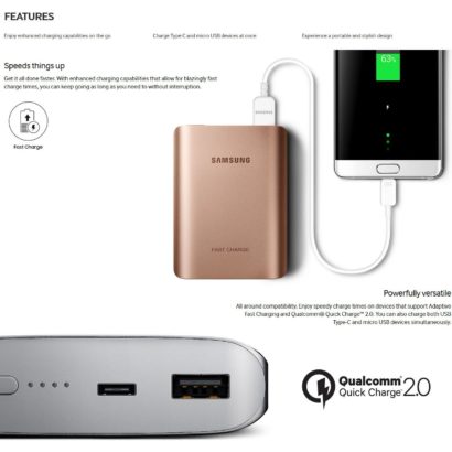 Samsung Fast Charge 10200mAh External Battery Pack, Silver